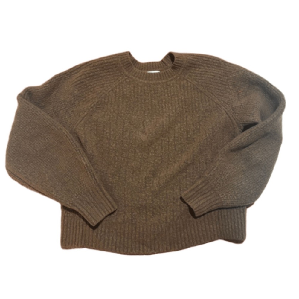 Athleta Brown Wool Bland Crew Neck Sweater